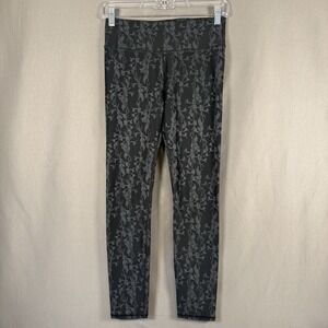 Fabletics Floral Athletic Leggings Black Gray Yoga Sports Workout XS